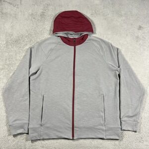Lululemon City Sweat Full Zip Hoodie Mens 2XL Sweatshirt Gray Red Stretch